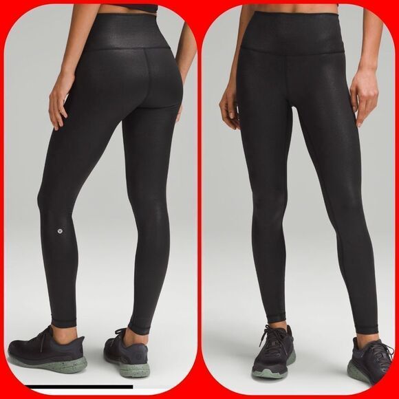 Lululemon Wunder Train High-Rise Tight 28" Foil size 4 NWT Black‎ - Picture 2 of 6